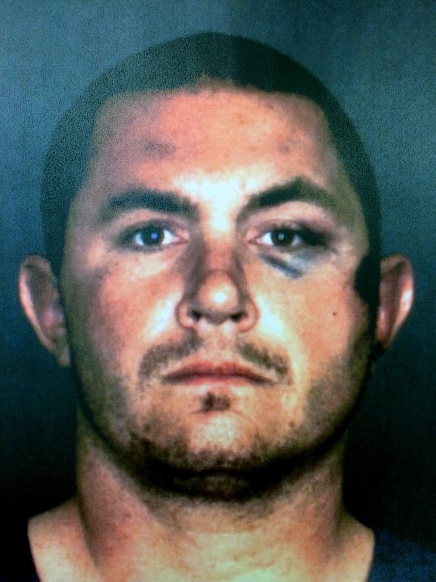 FILE - This undated booking photo provided by the San Bernardino County Sheriff's Department shows Francis Pusok, of Apple Valley, Calif. A California county on Tuesday, April 21, 2015, approved paying a $650,000 settlement to avoid a lawsuit by Pusok whose beating by deputies after a horse chase was captured on video and led to a federal civil rights investigation. Pusok fled by car and then on the horse in the desert on April 9 while deputies chased him on foot after trying to serve a search warrant in an identity-theft investigation. (San Bernardino County Sheriff's Department via AP, File)