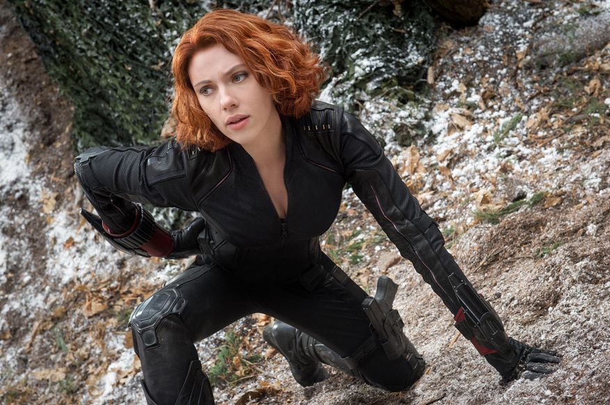 Scarlett Johansson appears as Black Widow/Natasha Romanoff in the film, "Avengers: Age Of Ultron." The movie releases in the U.S. on May 1, 2015. (Jay Maidment/Disney/Marvel via AP) ** FILE **