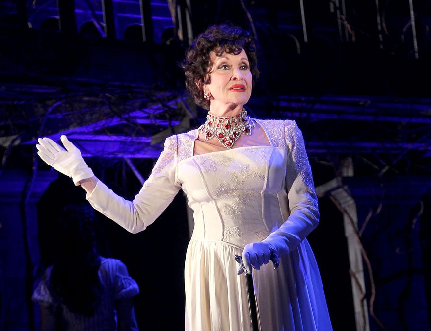 In this Feb. 12, 2015 photo released by Starpix, Chita Rivera appears at a media event for Kander and Ebb's Final Musical, "The Visit," at The Lyceum Theatre in New York. (Aurora Rose/Starpix via AP)