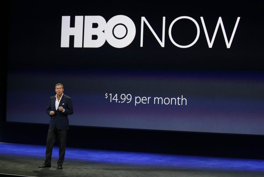 FILE - In this March 9, 2015 file photo, Richard Plepler, CEO of HBO, talks about HBO Now for Apple TV during an Apple event in San Francisco. Like HBO Go, the app that cable and satellite TV subscribers have, HBO Now gives you instant access to new TV episodes and movies, along with programs from months and years ago. You don’t need a cable TV package to watch hit shows such as “Game of Thrones” and “Girls.” (AP Photo/Eric Risberg, File)
