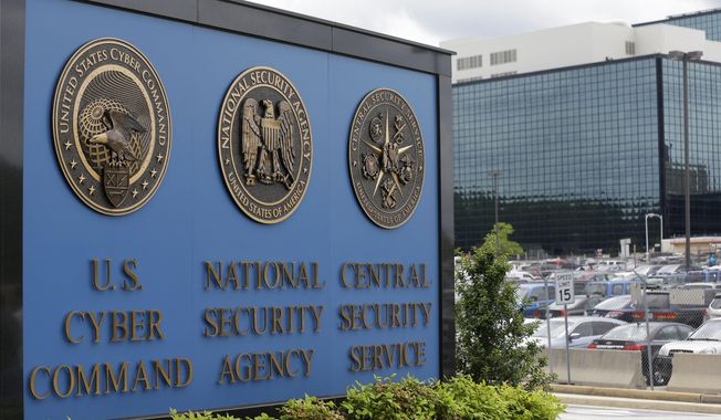 A sign stands outside the National Security Agency (NSA) campus in Fort Meade, Md., in this June 6, 2013, file photo. (AP Photo/Patrick Semansky, File)