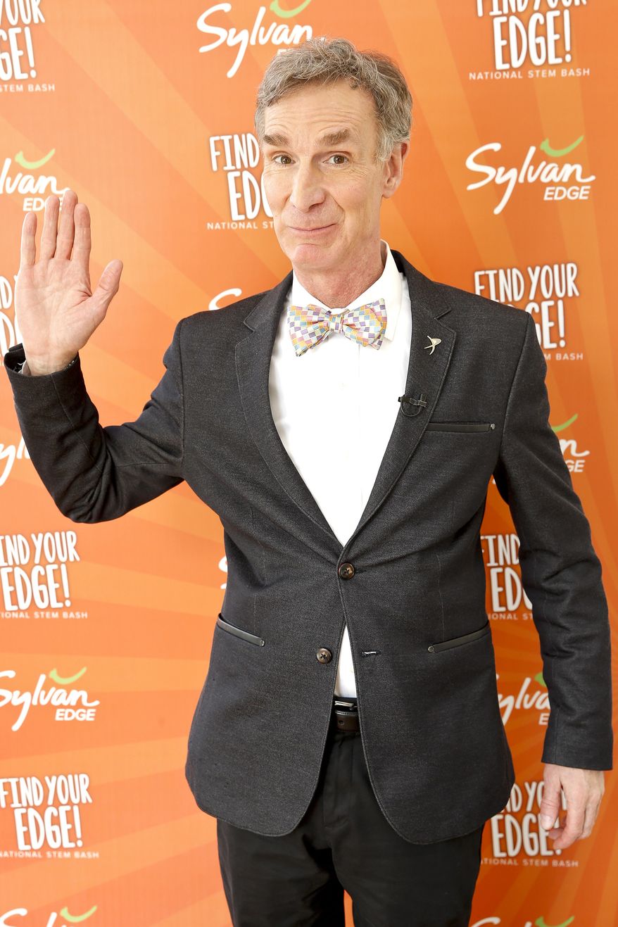 Television personality Bill Nye attends the launch of Sylvan EDGE at the Find Your EDGE event focusing on STEM on Tuesday, April 21, 2015, in New York. (Associated Press) ** FILE**