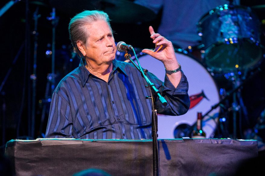 FILE - In this March 30, 2015 file photo, Brian Wilson performs on stage during Brian Fest: A Night To Celebrate The Music Of Brian Wilson at the Fonda Theatre in Los Angeles. Wilson recently released "No Pier Pressure." For his eleventh solo album, he was able to attract young recording artists like Kasey Musgraves, Nate Ruess and Zoey Deschanel and M. Ward, known as She & Him. (Photo by Paul A. Hebert/Invision/AP, File)