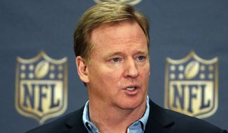 NFL Commissioner Roger Goodell addresses the media at a news conference at the NFL Annual Meeting in Phoenix on March 25, 2015. (Associated Press) **FILE**