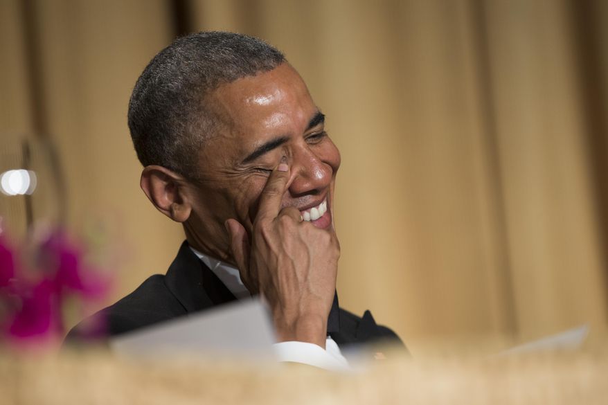 President Barack Obama laughs at a joke during the White House Correspondents&#39; Association dinner at the Washington Hilton on Saturday, April 25, 2015, in Washington. (AP Photo/Evan Vucci)