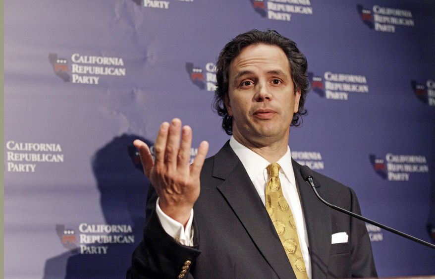 FILE - In this Feb. 24, 2012 file photo, then-California Republican Party Chairman Tom Del Beccaro speaks at a press conference at the party's state convention in Burlingame, Calif. Del Beccaro on Sunday, April 26, 2015 announced that he's undertaking a longshot bid to succeed Barbara Boxer as California's next U.S. senator. The 53-year-old lawyer is the second Republican to enter the 2016 race, joining two-term state Assemblyman Rocky Chavez. (AP Photo/Marcio Jose Sanchez, File)