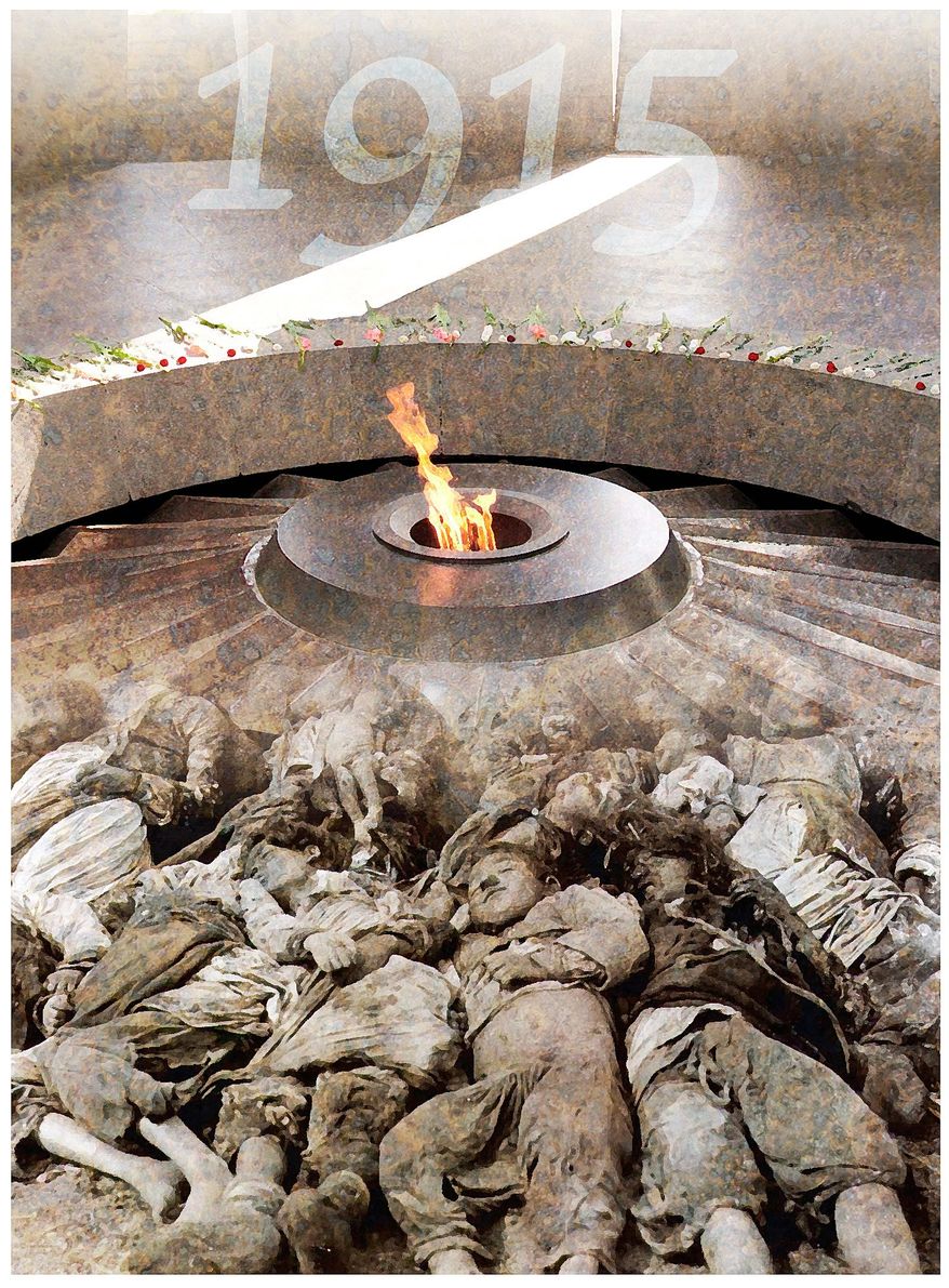 Illustration on remembrance of the Turkish genocide against Armenians 100 years ago by Alexander Hunter/The Washington Times