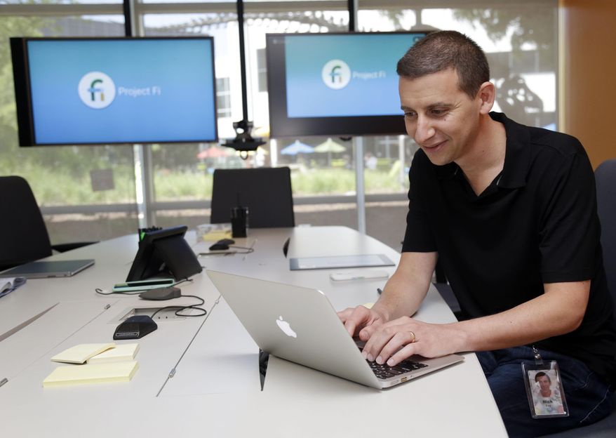 In this April 24, 2015 photo, Nick Fox, Vice President for Communications Products at Google, prepares a presentation on Project Fi, in Mountain View, Calif. Project Fi is Google's recently launched attempt to usher in new ways to keep smartphones online while lowering the cost for streaming video, listening to music, getting directions and searching for information. (AP Photo/Marcio Jose Sanchez)