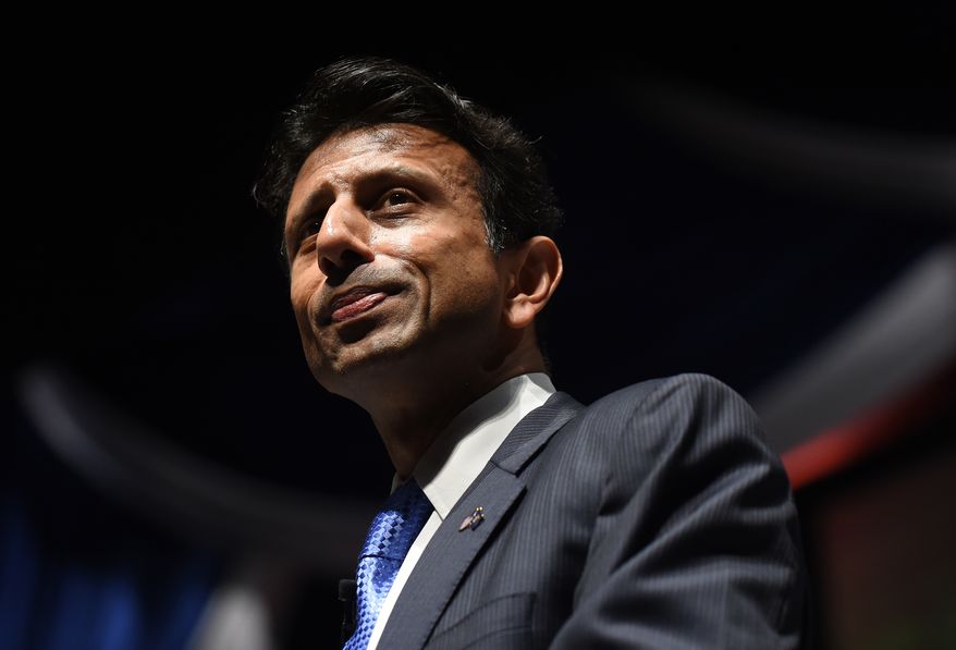 Louisiana Gov. Bobby Jindal speaks at the Freedom Summit, Saturday, May 9, 2015, in Greenville, S.C. Republicans making their pitch to be the party&#x27;s 2016 presidential nominee aimed to out-do each other Saturday in arguing that President Barack Obama is a failed leader. (AP Photo/Rainier Ehrhardt)