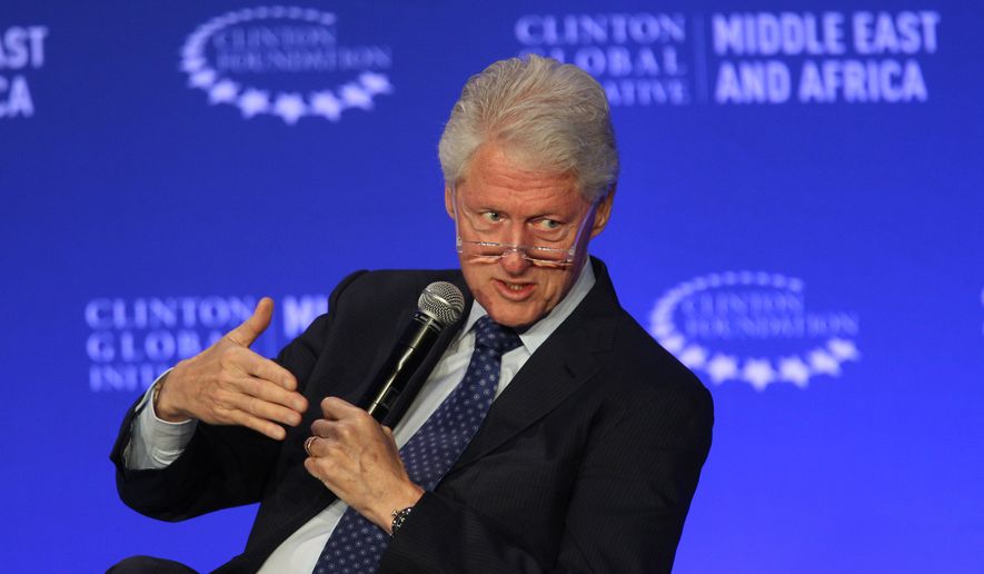 Former U.S President Bill Clinton speaks during a plenary session at the Clinton Global Initiative Middle East &amp; Africa meeting in Marrakech, Morocco, int his May 6, 2015, file photo. (AP Photo/Abdeljalil Bounhar)