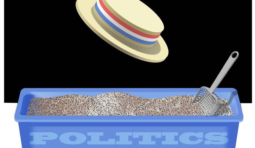 Illustration on Michael Silverstein's bid for the presidency by Alewxander Hunter/The Washington Times