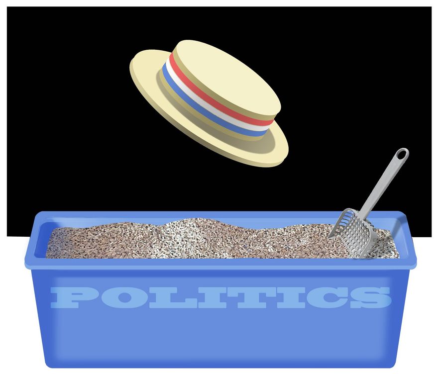 Illustration on Michael Silverstein's bid for the presidency by Alewxander Hunter/The Washington Times