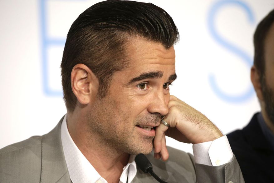 Actor Colin Farrell attends a press conference for the film The Lobster, at the 68th international film festival, Cannes, southern France, Friday, May 15, 2015. (AP Photo/Lionel Cironneau)