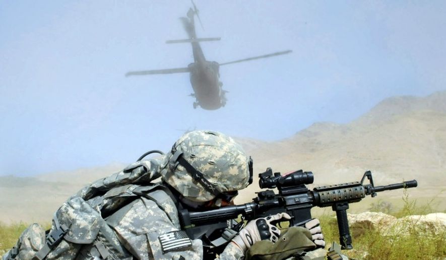 A U.S. Army Staff Sgt. secures a landing zone near the Koh Band district of Kapisa province, Afghanistan, Sept. 14, 2009. (Image: U.S. Army) ** FILE **