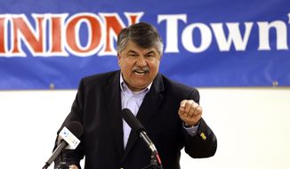 National AFL-CIO President Richard Trumka speaks in Portland, Ore., in this Monday, May 18, 2015, file photo. (AP Photo/Don Ryan) ** FILE **