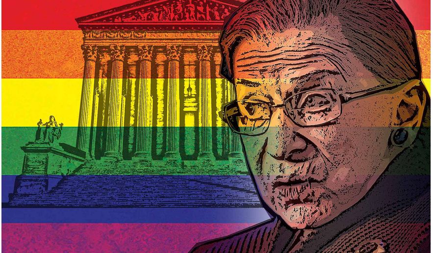 Illustration on Justice Ginsburg&#x27;s bias in the pending decision on homosexual marriage     The Washington Times