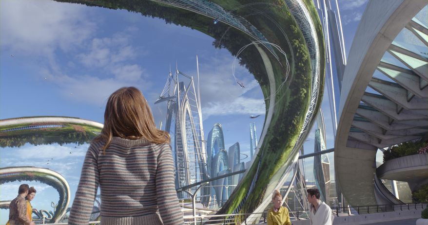 This photo released by Disney shows, Britt Robertson as Casey, in a scene from Disney's "Tomorrowland." (Film Frame/Disney via AP)