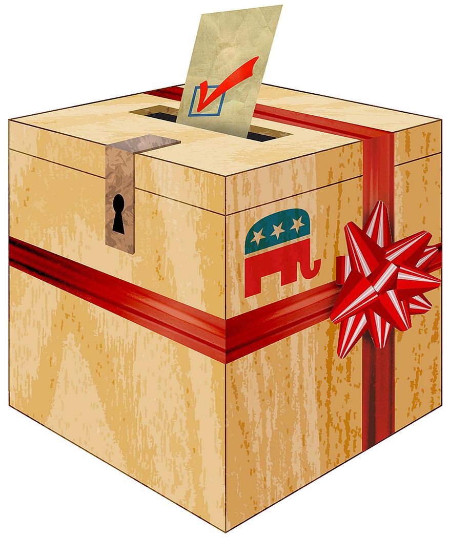 Gift Wrapping the GOP Brand Illustration by Greg Groesch/The Washington Times