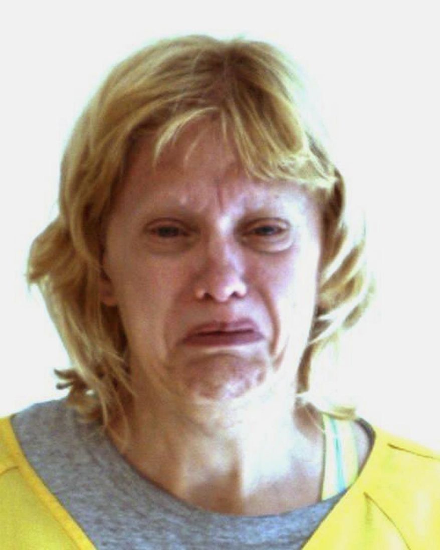 This undated photo provided by the Centre County Correctional Facility shows Bonnie Treaster. Police say Treaster was arraigned Tuesday, May 19, 2015, on aggravated and simple assault charges stemming from an attack on her 82-year-old boyfriend with a hacksaw and model airplane. (Centre County Correctional Facility via AP)