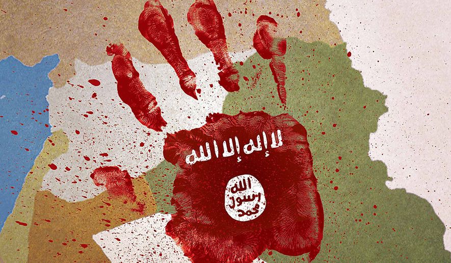 Bloody Hand of ISIS in the Mideast Illustration by M Ryder