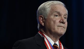 Former Defense Secretary Robert Gates addresses the Boy Scouts of America&#39;s annual meeting on Friday, May 23, 2014, in Nashville, Tenn., after being selected as the organization&#39;s new president. Gates is taking over one of the nation&#39;s largest youth organizations as it fights a membership decline and debates its policy toward gays. (AP Photo/Mark Zaleski)