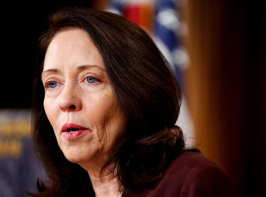 In this March 25, 2015, file photo, Sen. Maria Cantwell, D-Wash. speaks during a news conference on Capitol Hill in Washington. (AP Photo/Andrew Harnik) ** FILE **