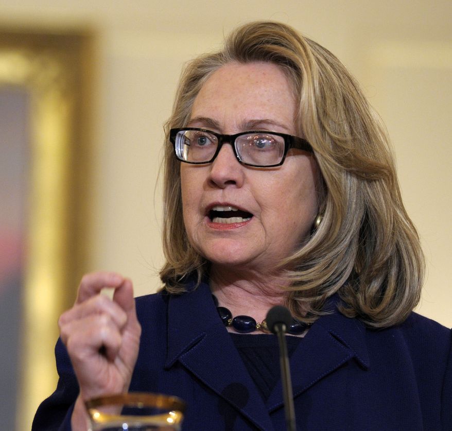 FILE - In this Jan. 18, 2013 file photo, then-Secretary of State Hillary Rodham Clinton speaks at the State Department in Washington. On Friday, the State Department posted 296 Benghazi-related emails from Hillary Clinton&#39;s private server.  (AP Photo/Susan Walsh, File)