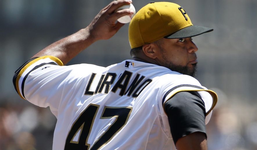 Pittsburgh Pirates starting pitcher Francisco Liriano delivers during the first inning of a baseball game against the New York Mets in Pittsburgh, Sunday, May 24, 2015. (AP Photo/Gene J. Puskar)