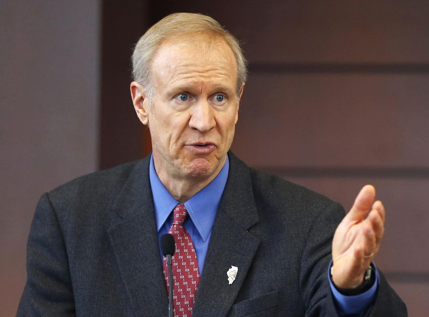 FILE - In this March 20, 2015, file photo, Illinois Gov. Bruce Rauner speaks at a news conference in Chicago. An already challenging legislative session has grown even trickier as Democrats and Republicans have begun targeting lawmakers with campaign-style mailers, TV ads and new multimillion-dollar political committees. (AP Photo/Charles Rex Arbogast, File)