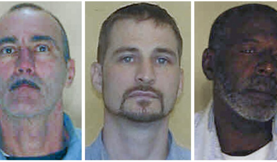 This combination of booking photos provided by the Ohio Department of Rehabilitation and Correction shows: Adam Taylor, left, Joel David Hamlin, center, and William Coffman. The Columbus Police Department recruited the inmates with the help of the state prisons agency to produce an educational YouTube video for the public in which the offenders shared their how-to tips on how to prevent burglaries. (Ohio Department of Rehabilitation and Correction via AP)