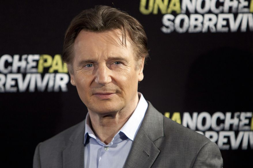 FILE - In this March 24, 2015 file photo, actor Liam Neeson poses for photographers during the presentation of the film "Run All Night" in Madrid. Ad executives looking for a celebrity to endorse their product can't do much better than Neeson, according to the Nielsen Company's first "N-Scores," released Tuesday, May 26, 2015. (AP Photo/Abraham Caro Marin, File)