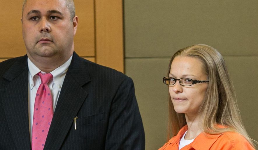 FILE - In a Wednesday, May 13, 2015 photo, Angelika Graswald, right, stands in court with Michael Archer a forensic scientist, as her attorneys ask for bail and to unseal the indictment against her during a hearing, in Goshen, N.Y. Prosecutors said Tuesday, May 26, 2015, that the body of missing kayaker Vincent Viafore was found Saturday, May 23, 2015, three weeks after his fiancee, Graswald, was charged with killing him by tampering with his boat on an outing to a scenic island in the Hudson River, N.Y. (Allyse Pulliam/Times Herald-Record via AP, Pool, File)