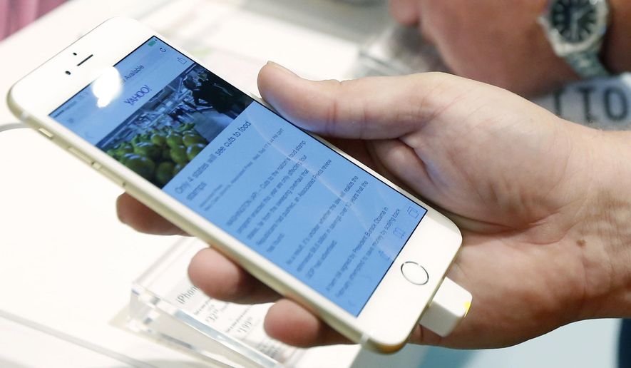 A Sept. 19, 2014 file photo of the iPhone 6 Plus. (AP Photo/Rogelio V. Solis, File)