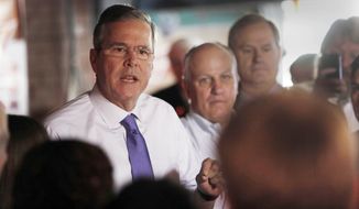 In this May 21, 2015, file photo, former Florida Gov. Jeb Bush speaks to a morning crowd at the Draft restaurant in Concord, N.H. During his transition from Florida governor to likely presidential candidate, Jeb Bush served on the boards or as an adviser to at least 15 companies and nonprofits, a dizzying array of corporate connections that earned him millions of dollars and occasional headaches.  (AP Photo/Jim Cole, File)