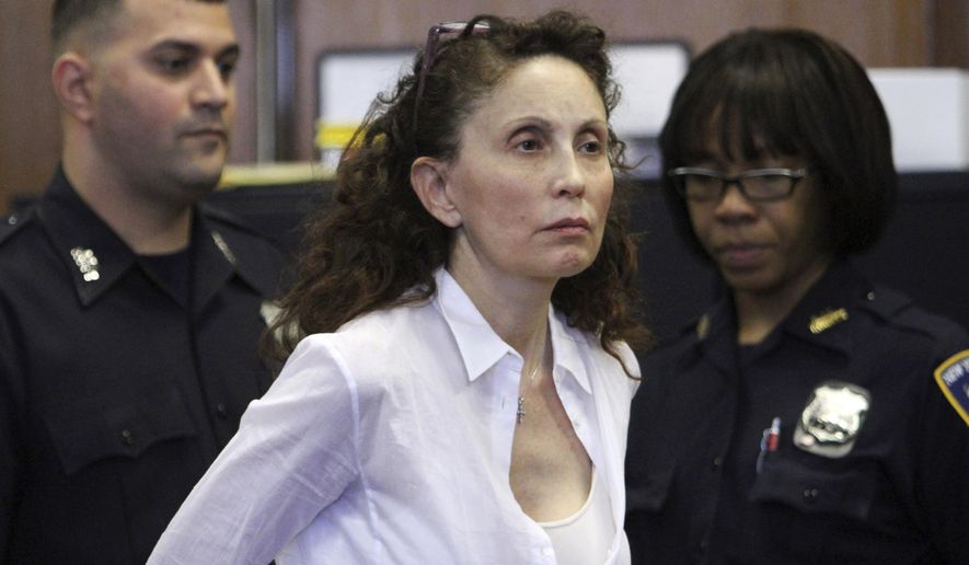 FILE - In this Aug. 11, 2011, file photo, Gigi Jordan, the multimillionaire mother charged with killing her autistic 8-year-old son, appears in Manhattan Supreme court in New York. Jordan was sentenced Thursday, May 28, 2015, to 18 years in prison. (AP Photo/Mary Altaffer, File)