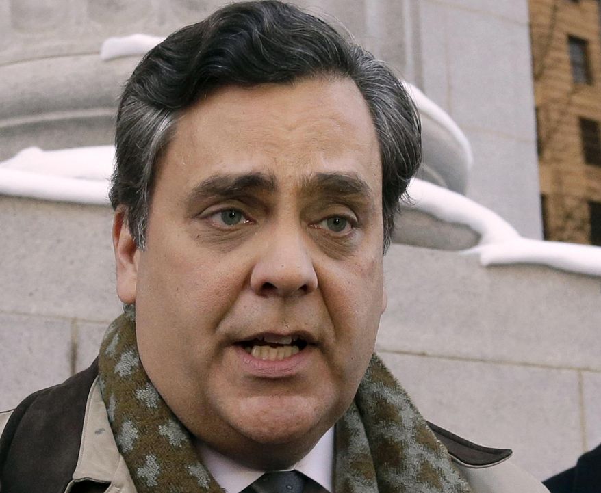 FILE - In this Jan. 17, 2013 file photo, attorney Jonathan Turley talks with reporters in Salt Lake City. Obama administration attorneys are urging a federal judge to throw out an election-year lawsuit by House Republicans over the president's health care law. (AP Photo/Rick Bowmer, File)