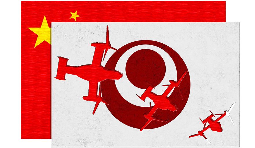 Illustration on China&#39;s pressures for a neutral Okinawa by Greg Groesch/The Washington Times