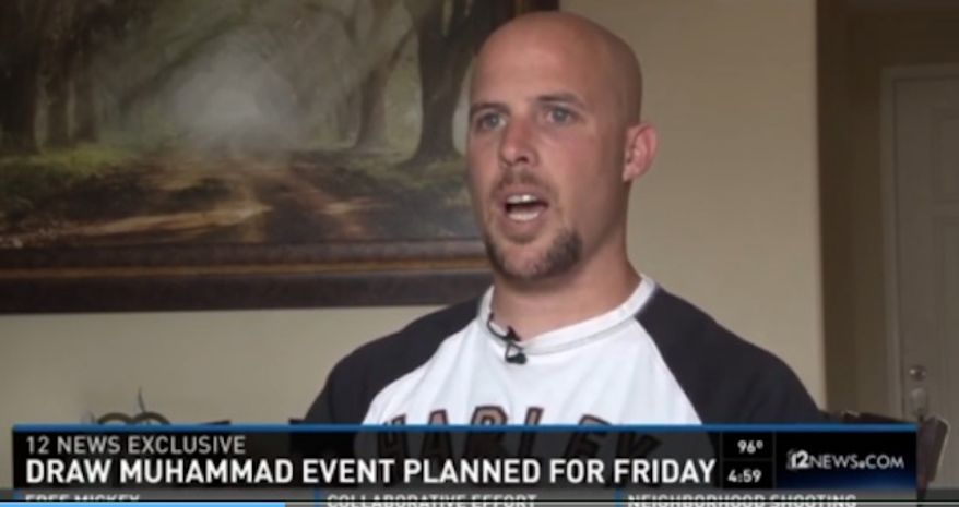 Jon Ritzheimer, a former U.S. Marine, is planning a &quot;Draw Muhammad&quot; cartoon contest at a free speech rally planned for Friday at a Phoenix mosque. (Image: 12 News)

