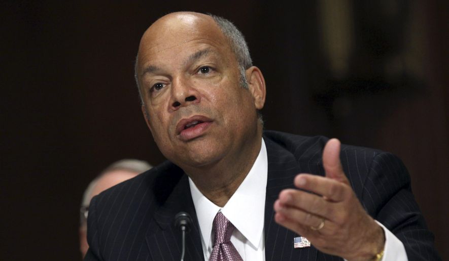 Homeland Security Secretary Jeh Johnson testifies on Capitol Hill in Washington, before the Senate Judiciary Committee on oversight of the department, in this April 28, 2015, file photo. (AP Photo/Lauren Victoria Burke, File)