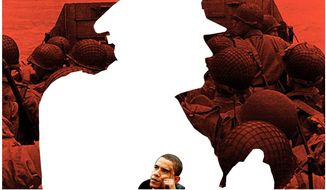 Illustration on Obama&#39;s shortcomings as Commander-in-Chief by Alexander Hunter/The Washington Times