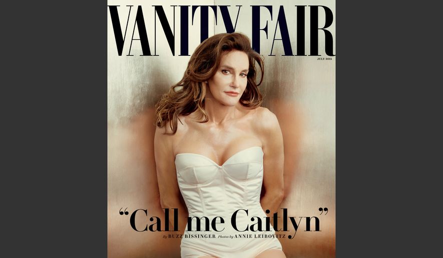 This file photo taken by Annie Leibovitz exclusively for Vanity Fair shows the cover of the magazine's July 2015 issue featuring Bruce Jenner debuting as a transgender woman named Caitlyn Jenner. (Annie Leibovitz/Vanity Fair via AP, File)