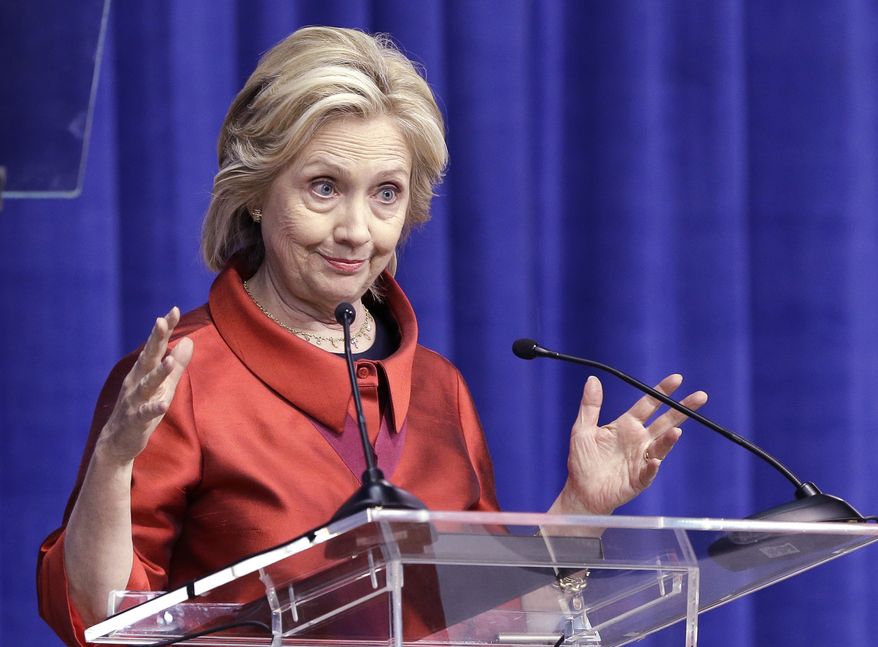 Democratic presidential candidate Hillary Rodham Clinton delivers a speech at Texas Southern University in Houston, Thursday, June 4, 2015. Clinton is calling for an expansion of early voting and pushing back against Republican-led efforts to restrict voting access, laying down a marker on voting rights at the start of her presidential campaign. (AP Photo/Pat Sullivan)