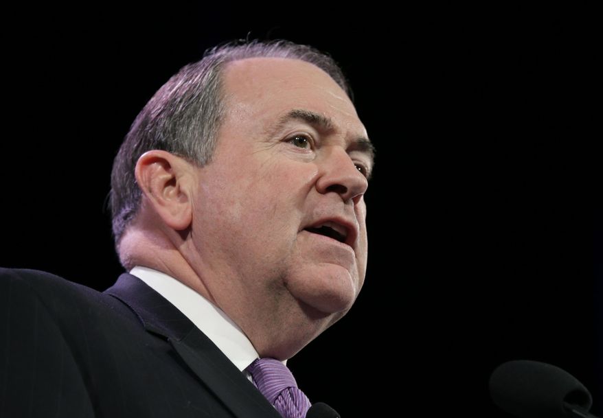 In this Jan. 24, 2015, file photo, former Arkansas Gov. Mike Huckabee speaks in Des Moines, Iowa. (AP Photo/Charlie Neibergall, File)