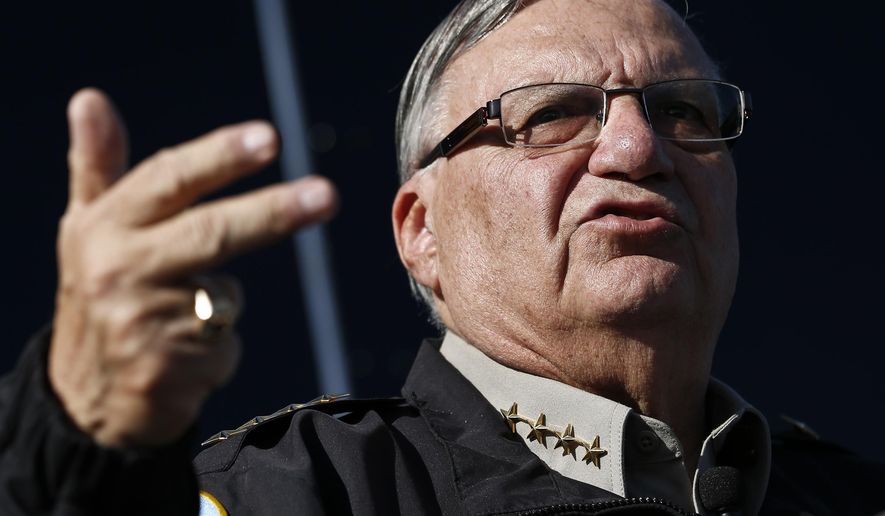 FILE - In this Jan. 9, 2013, file photo Maricopa County Sheriff Joe Arpaio speaks with the media in Phoenix. Arpaio recently pleaded with his supporters for donations to pay for his lawyer bills and complained how he lacks "the personal wealth" to keep up with the many legal woes that have marked his recent time in office. (AP Photo/Ross D. Franklin, File)