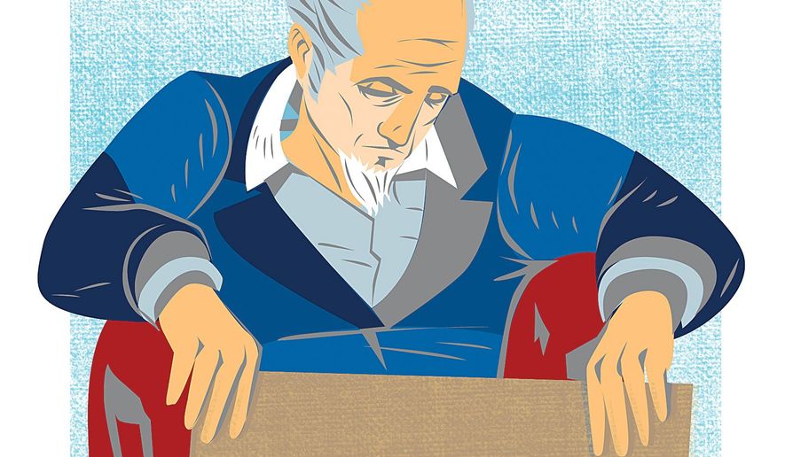 Homeless Uncle Sam Illustration by Linas Garsys/The Washington Times