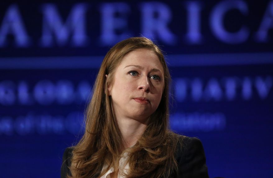 Chelsea Clinton, vice chair of the Clinton Foundation, moderates a forum during a session of the annual gathering of the Clinton Global Initiative America, at the Sheraton Downtown, in Denver, Tuesday, June 9, 2015. (AP Photo/Brennan Linsley) ** FILE **