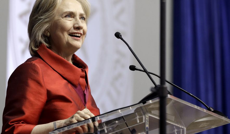 Democratic presidential candidate Hillary Rodham Clinton speaks in Houston on June 4, 2015. (Associated Press) **FILE**