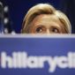 Democratic presidential candidate Hillary Rodham Clinton peers over a podium while addressing an audience during a campaign stop at Trident Technical College, Wednesday, June 17, 2015, in North Charleston, S.C. (AP Photo/David Goldman) ** FILE **