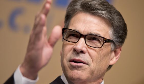 Republican presidential candidate, former Texas Gov. Rick Perry, speaks at the Road to Majority 2015 convention in Washington, Saturday, June 20, 2015. (AP Photo/Manuel Balce Ceneta) ** FILE **
