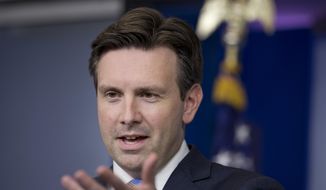 White House press secretary Josh Earnest speaks during the daily news briefing at the White House, in Washington, Monday, June 22, 2015. Earnest discussed President Barack Obama&#39;s podcast interview with comedian Marc Maron and other topics. (AP Photo/Carolyn Kaster)